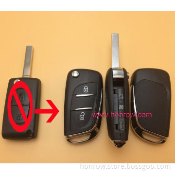 PSA Citroen and Peugeot 2 button modified flip remote key blank with VA2 Blade With battery place